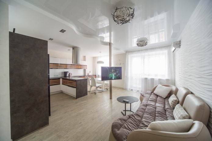 TV on a pipe in the interior of the living room TV on a pipe in the interior of the living room