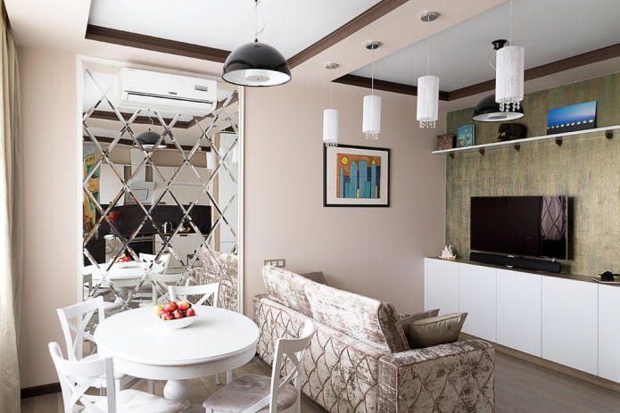 TV in the interior of the kitchen-living room TV in the interior of the kitchen-living room