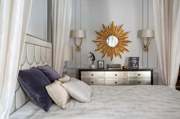 mirror in the shape of the sun in the interior mirror in the shape of the sun in the interior