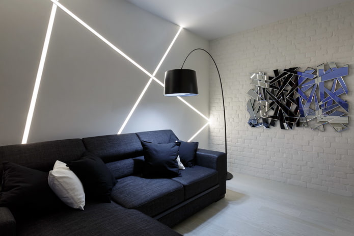 panel from mirrors in the interior of the hall panel from mirrors in the interior of the hall