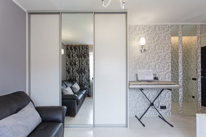 mirror built into the wardrobe in the interior mirror built into the wardrobe in the interior