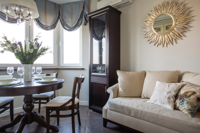 mirror in the shape of the sun in the interior mirror in the shape of the sun in the interior