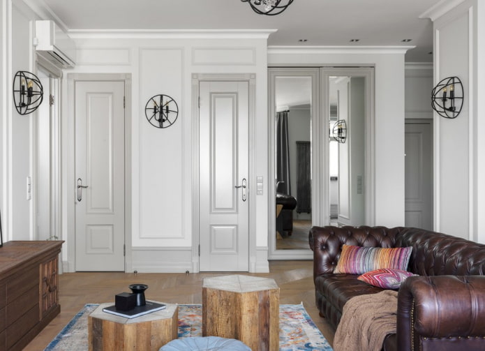 gray doors with plinth in the interior gray doors with plinth in the interior