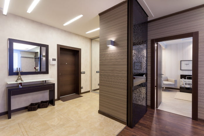 wenge-colored doors combined with skirting boards in the interior