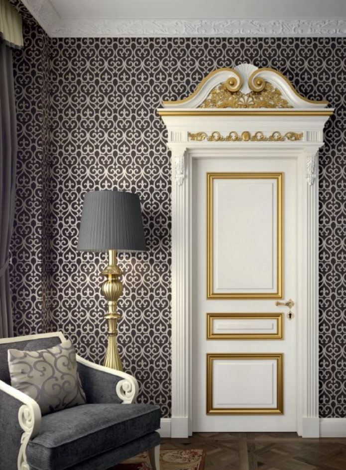 doors of white and gold color in the interior doors of white and gold color in the interior