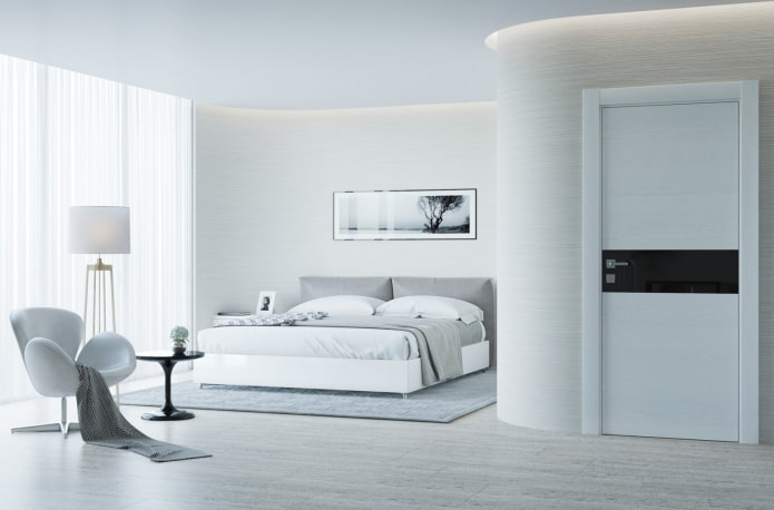 white doors in the interior in the style of minimalism white doors in the interior in the style of minimalism