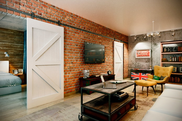 white doors in a loft-style interior white doors in a loft-style interior