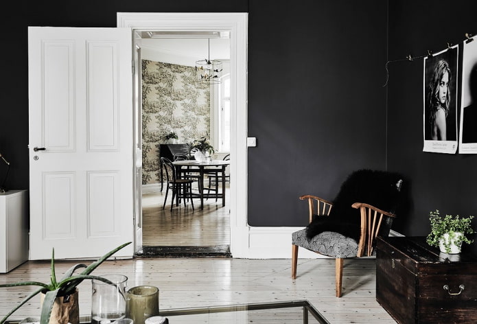 light-colored doors combined with dark walls