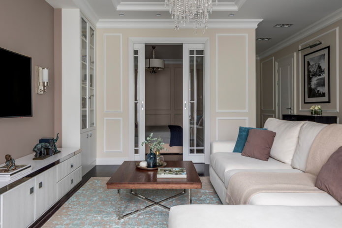 sliding doors in the interior of the living room