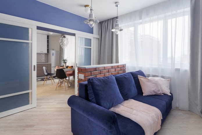 sliding doors in the interior of the living room