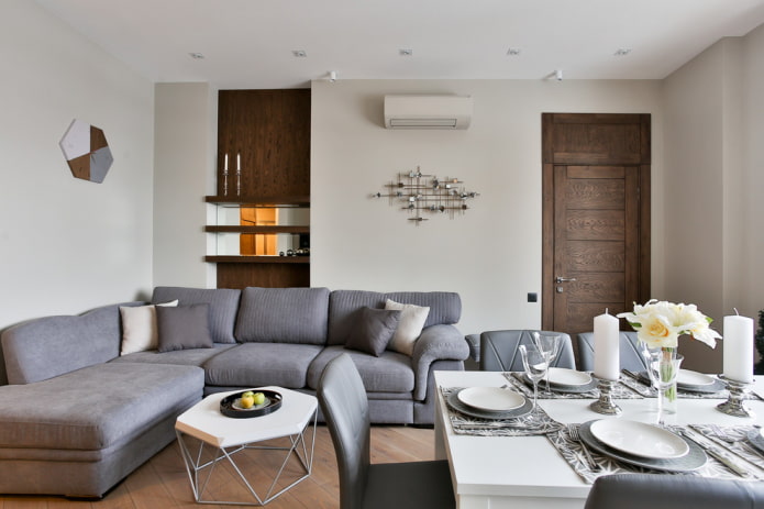 wenge-colored doors in the interior of the living room
