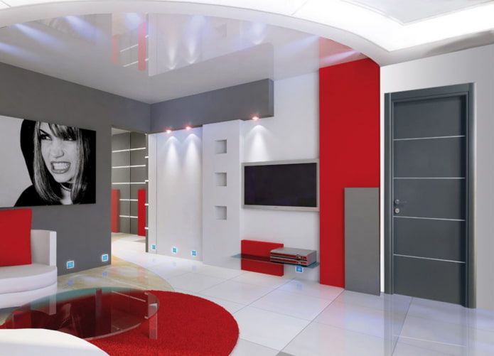 doors in the interior of the living room in high-tech style