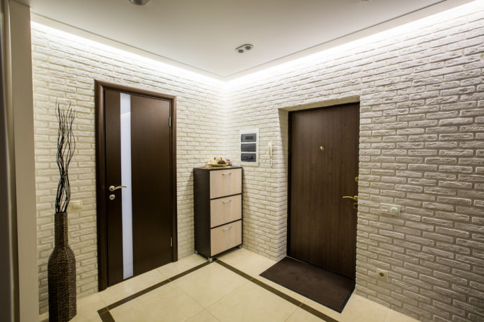brown doors in the interior of the hallway