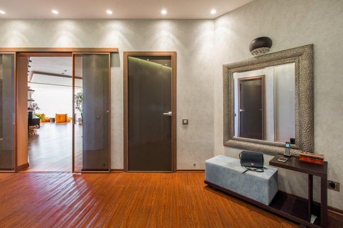 glass doors in the interior of the hallway