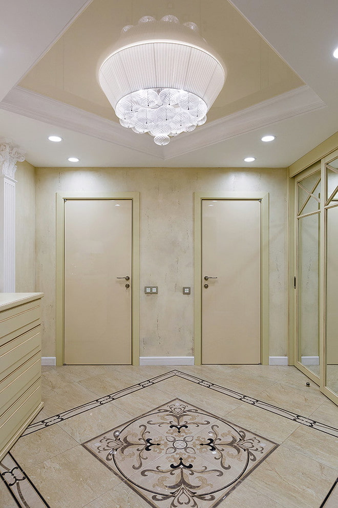 beige doors in the interior of the hallway