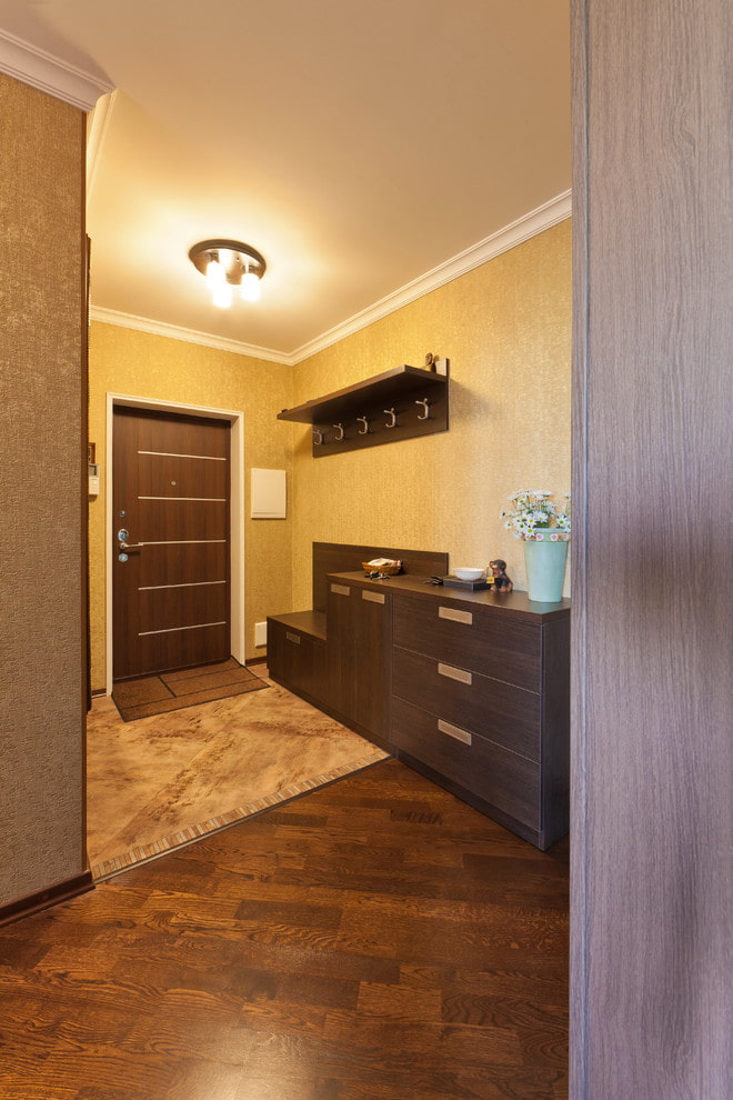 combination of doors with furniture in the interior of the hallway