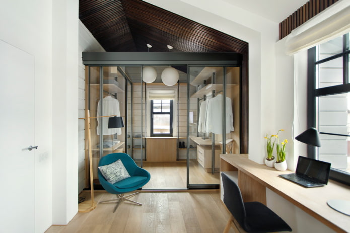 dressing room with glass doors in the interior dressing room with glass doors in the interior