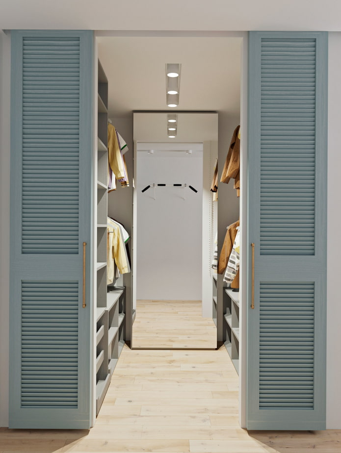 dressing room with jalousie doors in the interior dressing room with jalousie doors in the interior
