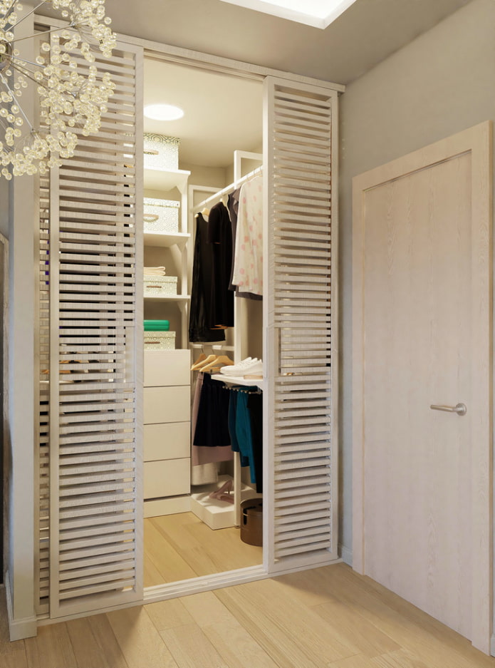 dressing room with jalousie doors in the interior dressing room with jalousie doors in the interior
