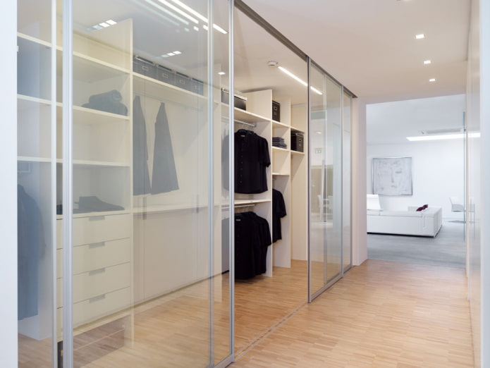 dressing room with transparent doors in the interior dressing room with transparent doors in the interior