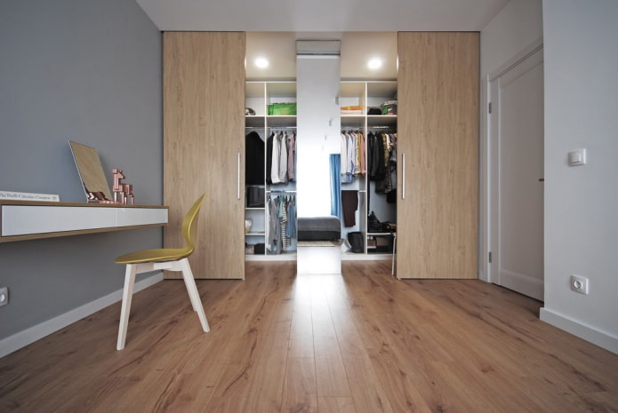 dressing room with sliding doors in the interior dressing room with sliding doors in the interior