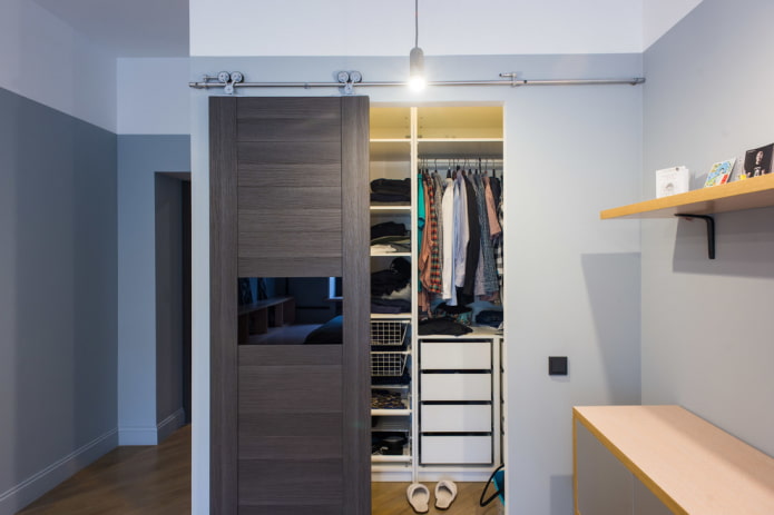 dressing room with sliding door in the interior dressing room with sliding door in the interior