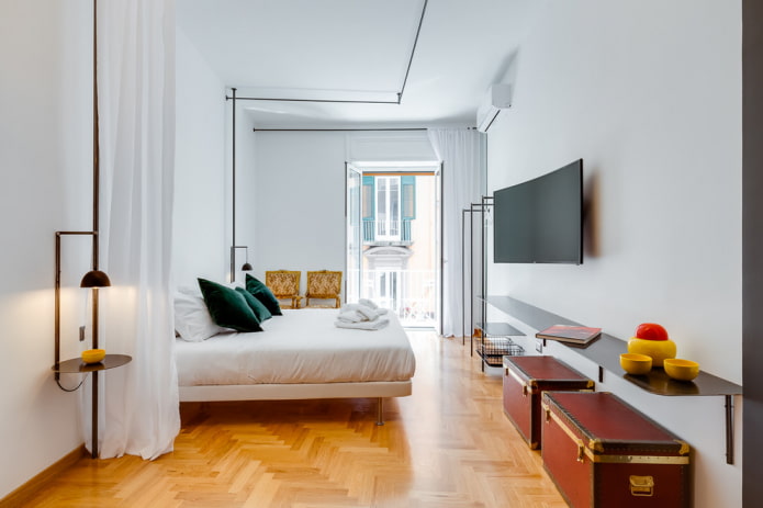 curved wall TV in the interior of the bedroom