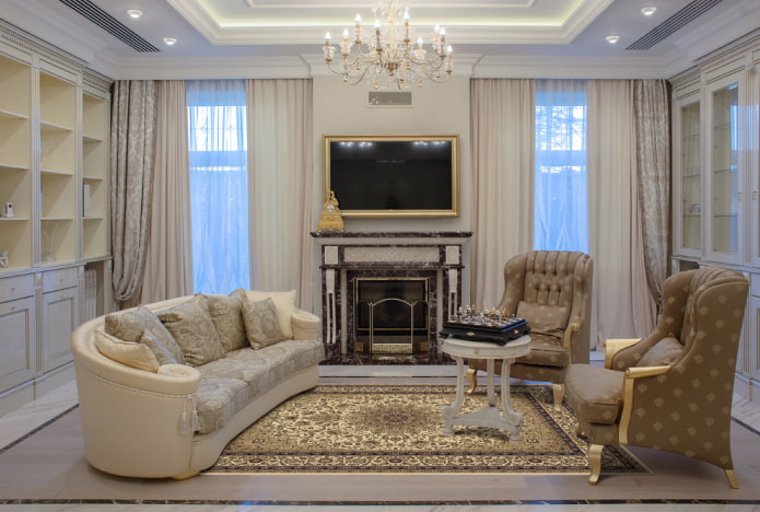 TV over the fireplace in the living room interior TV over the fireplace in the living room interior