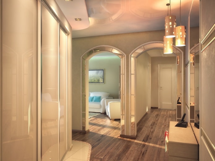 mirrored arches in the interior of the hallway