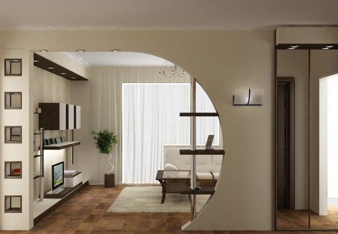 arch with shelves in the interior of the hallway