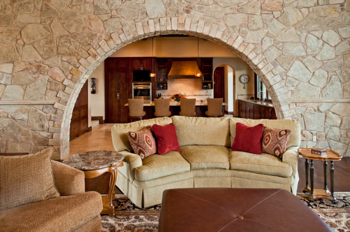 arch with decorative stone in the interior of the living room arch with decorative stone in the interior of the living room