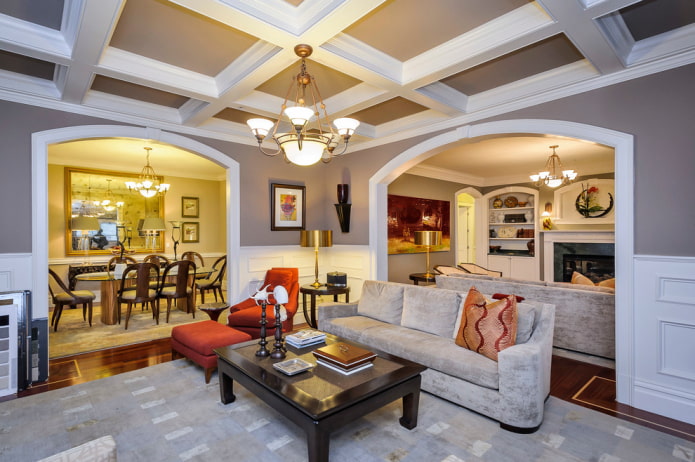 two arches in the interior of the living room two arches in the interior of the living room