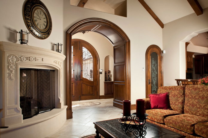 arch with wood trim in the interior of the living room arch with wood trim in the interior of the living room