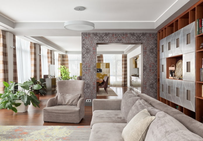 plasterboard arch with wallpaper in the interior plasterboard arch with wallpaper in the interior