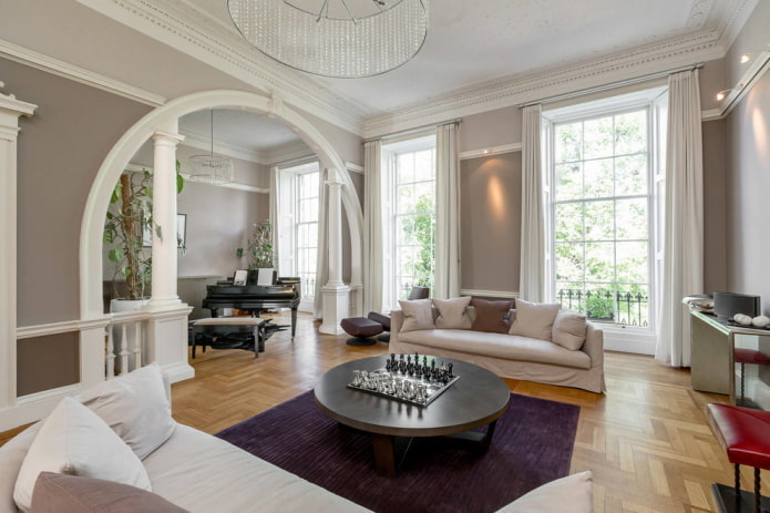 plasterboard arch with columns in the interior plasterboard arch with columns in the interior