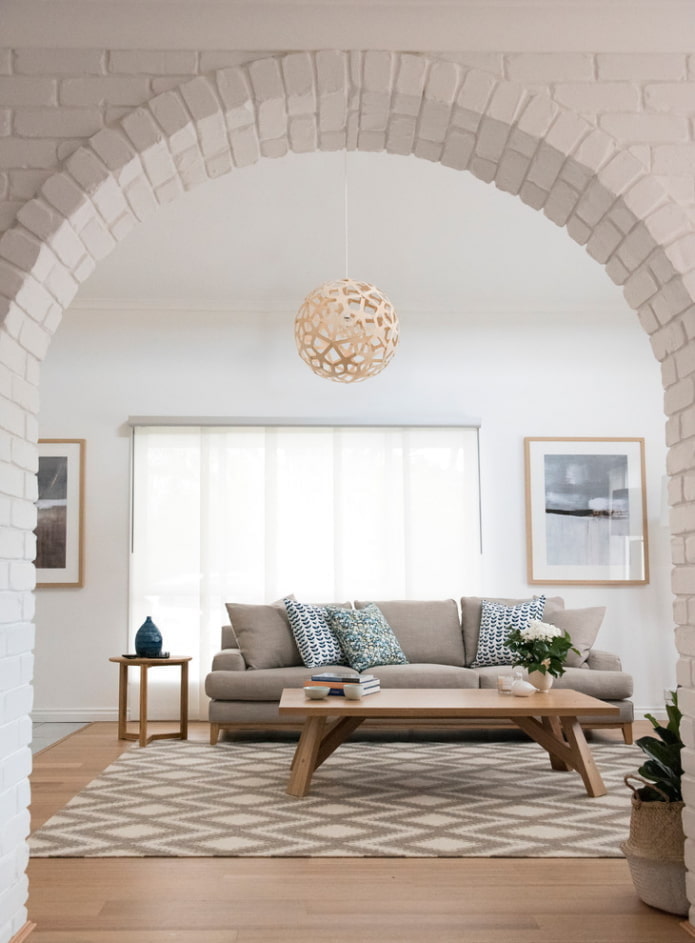 plasterboard arch with brick trim in the interior plasterboard arch with brick trim in the interior