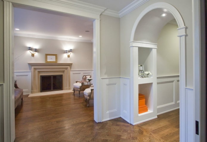 plasterboard arch with niches in the interior plasterboard arch with niches in the interior