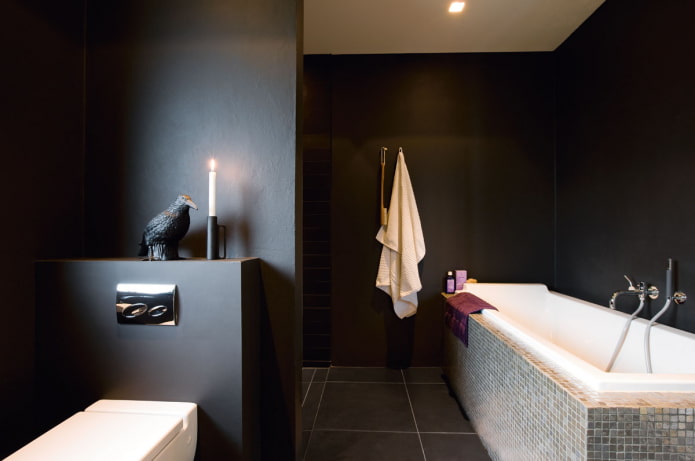 black walls in the bathroom interior