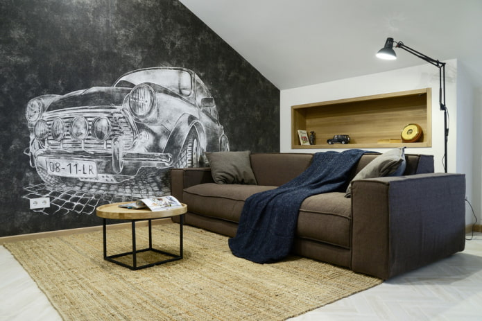 wall decoration in the interior of the attic