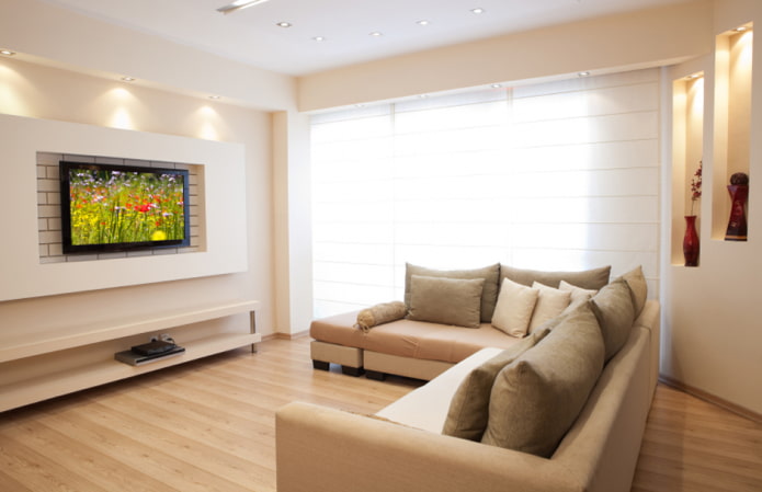 TV in a plasterboard niche in the interior