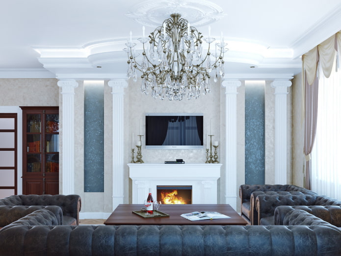 TV in a niche in a classic interior