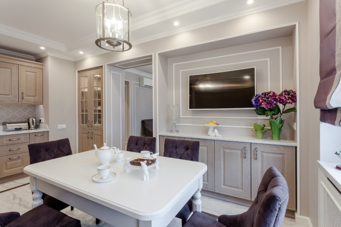 TV in a plasterboard niche in the interior