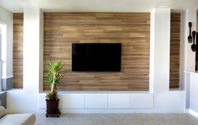 TV in a laminate niche in the interior