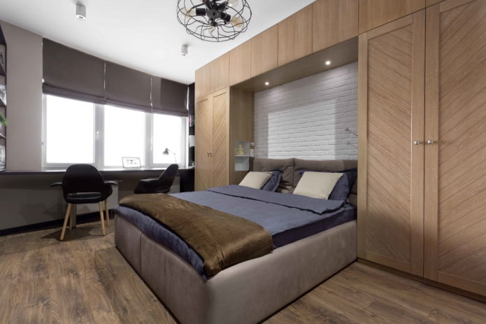 niche of wardrobes with a bed in the interior niche of wardrobes with a bed in the interior