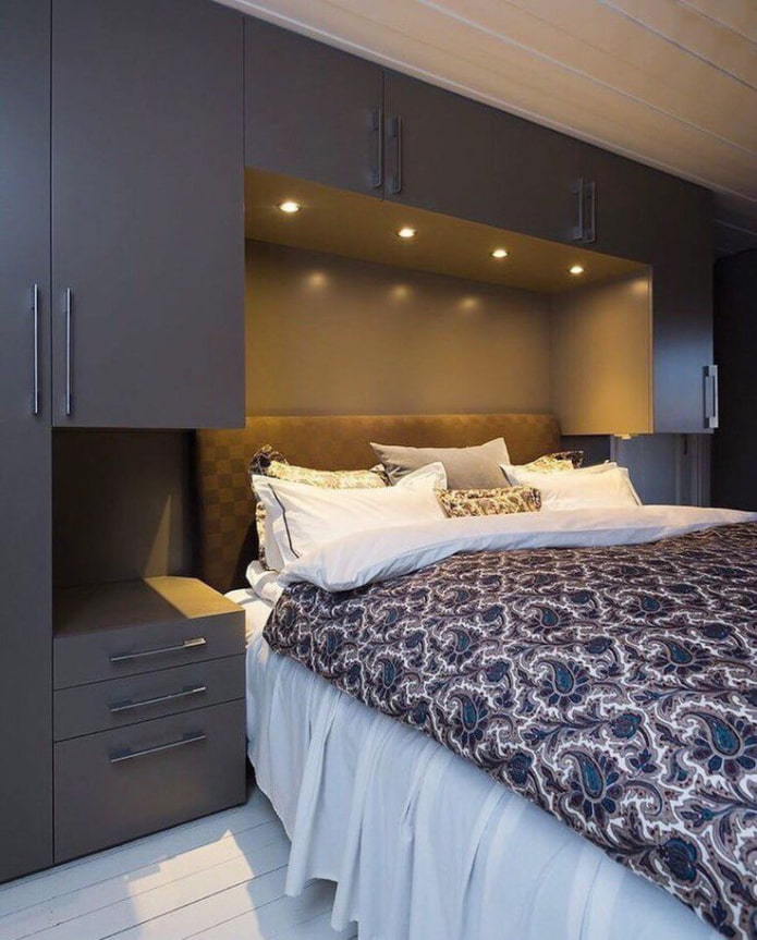 lighting in a niche with a bed in the interior lighting in a niche with a bed in the interior