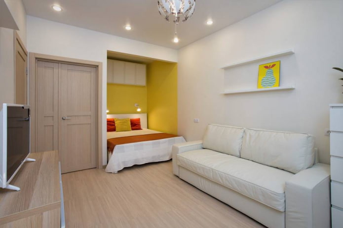 niche with a bed in a studio apartment niche with a bed in a studio apartment