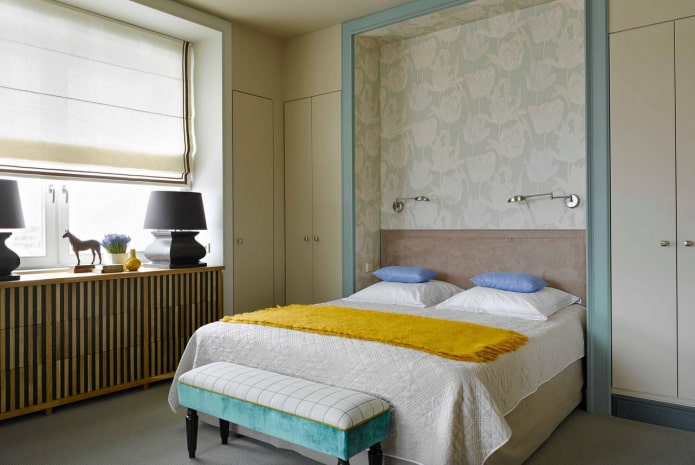 niche with a bed in the interior of the bedroom niche with a bed in the interior of the bedroom