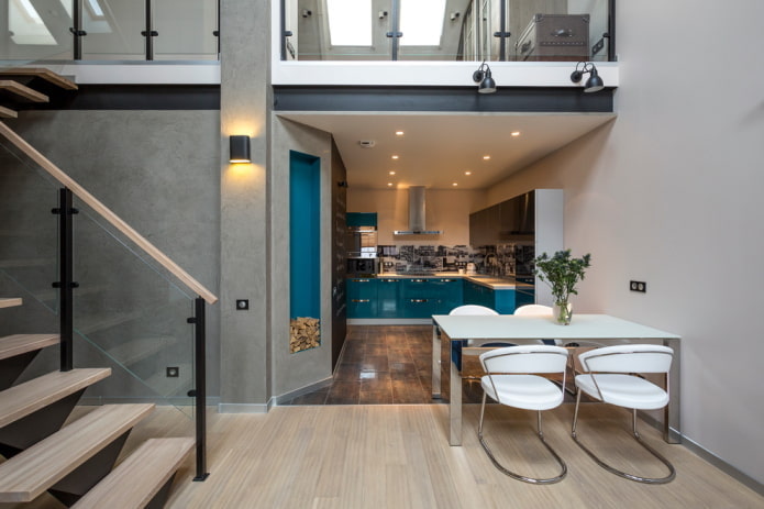 kitchen in a niche in a modern interior