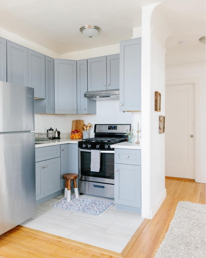 gray kitchen in a niche in the interior