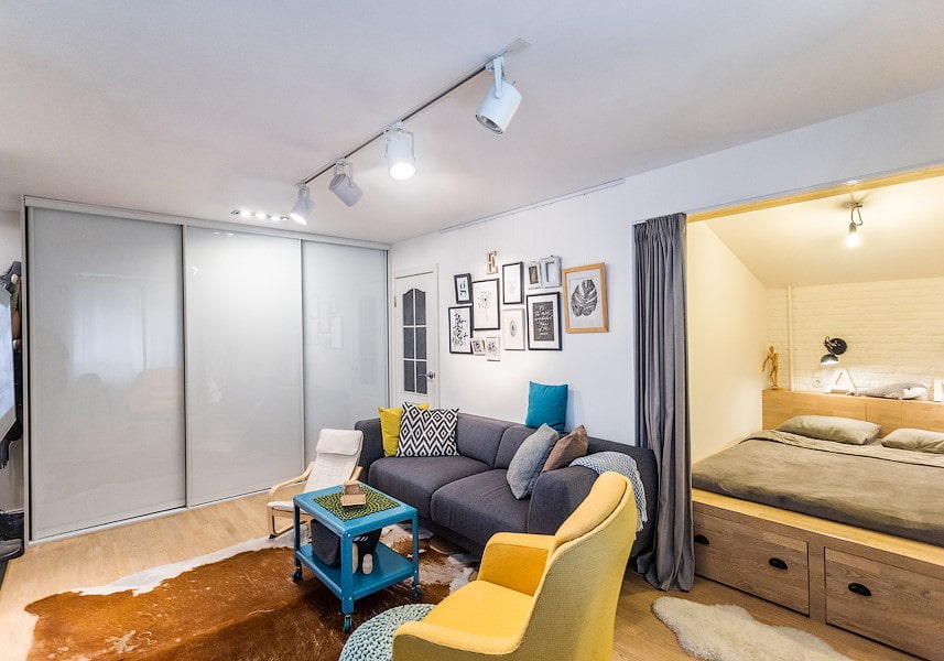Design of a one-room apartment with a niche: photo, layout, furniture arrangement Design of a one-room apartment with a niche: photo, layout, furniture arrangement
